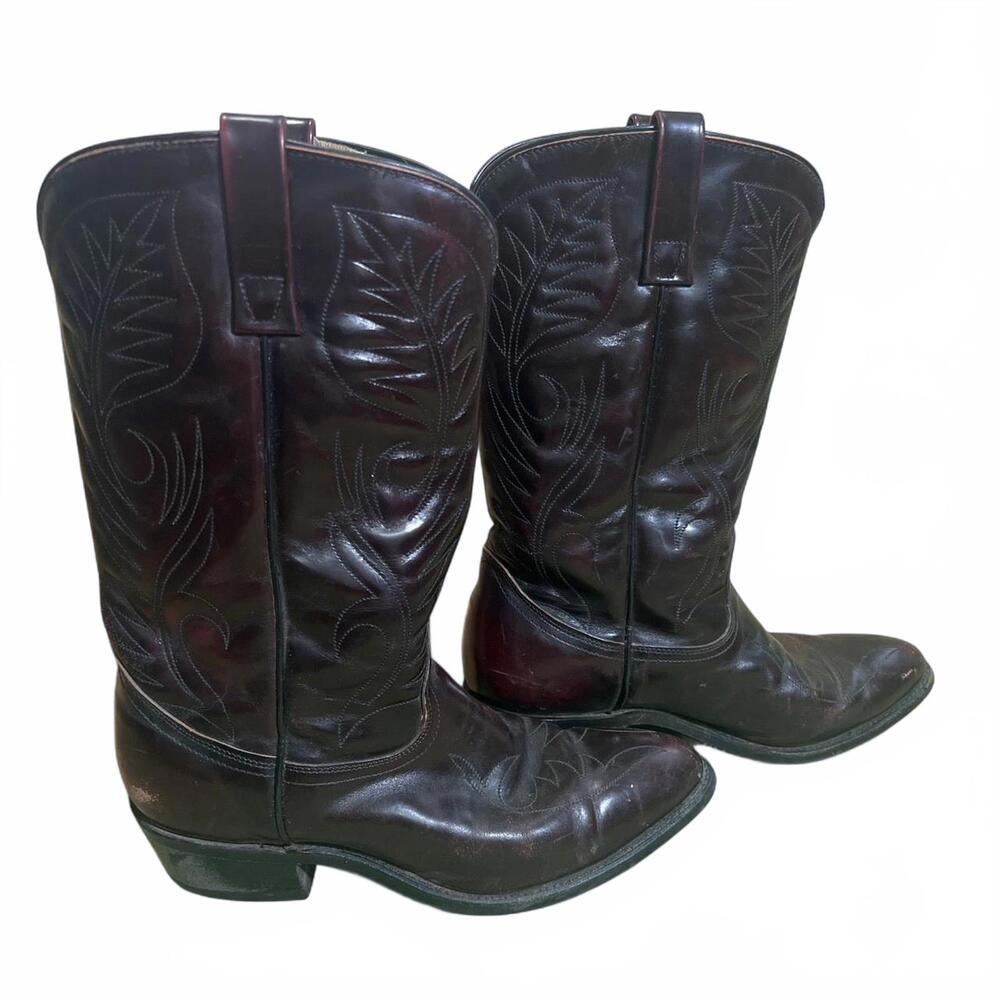 Vintage Mason Burgundy Leather Cowboy Boots Mens Size 8.5 EU 42 Distressed